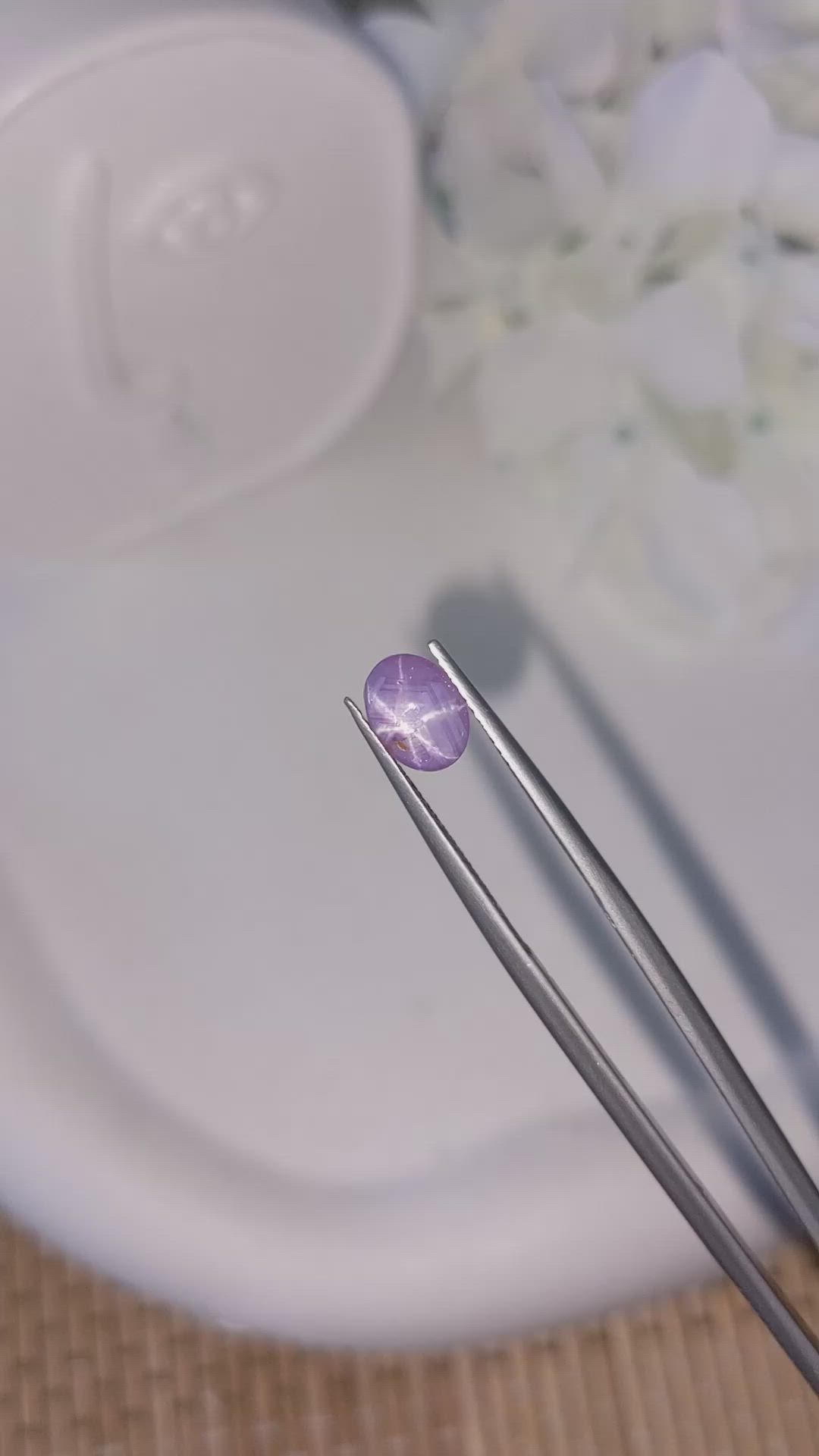 1.86 Ct. Pinkish Purple Star Sapphire from Ceylon (Sri Lanka) Size Video