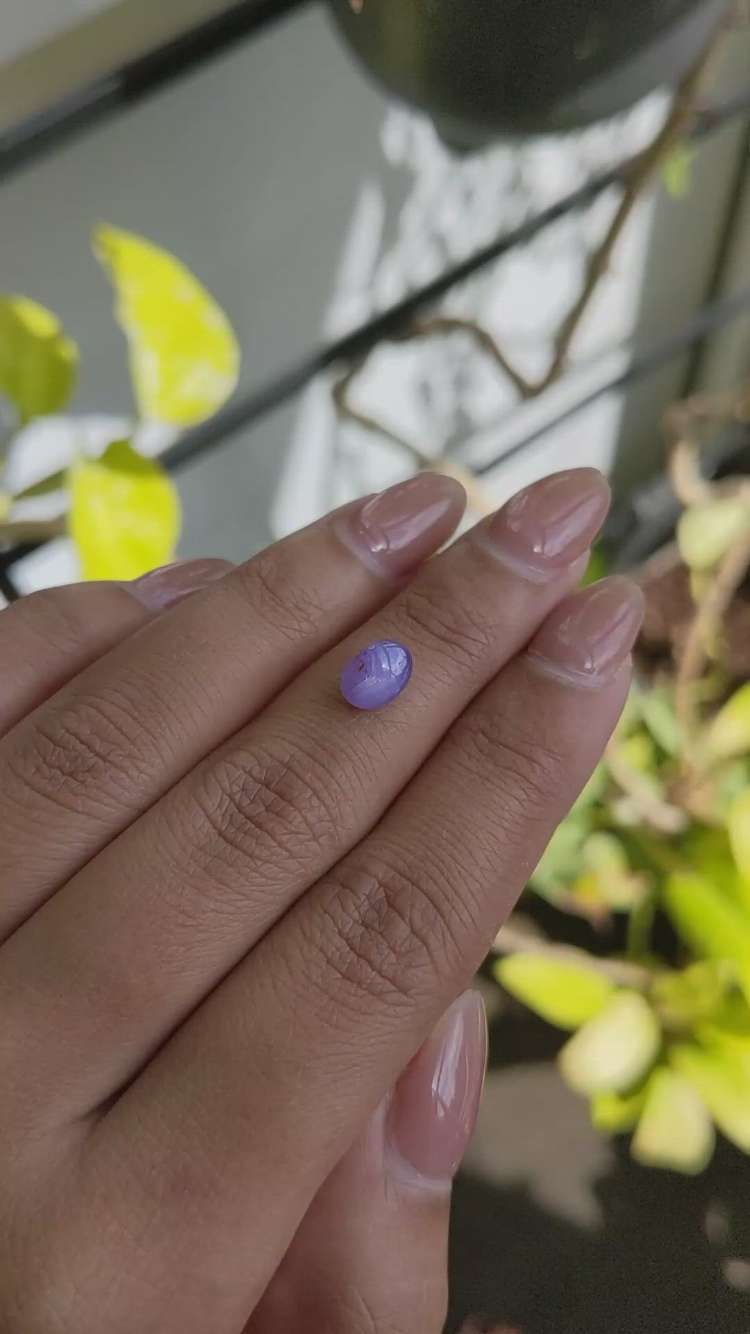 1.86 Ct. Pinkish Purple Star Sapphire from Ceylon (Sri Lanka) Size Video