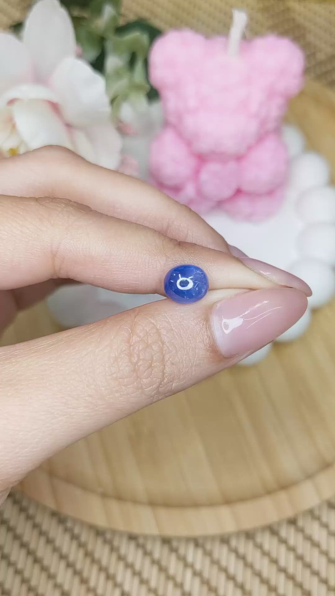 2.57 Ct. Blue Cabochon Sapphire from Ceylon (Sri Lanka) Size Video