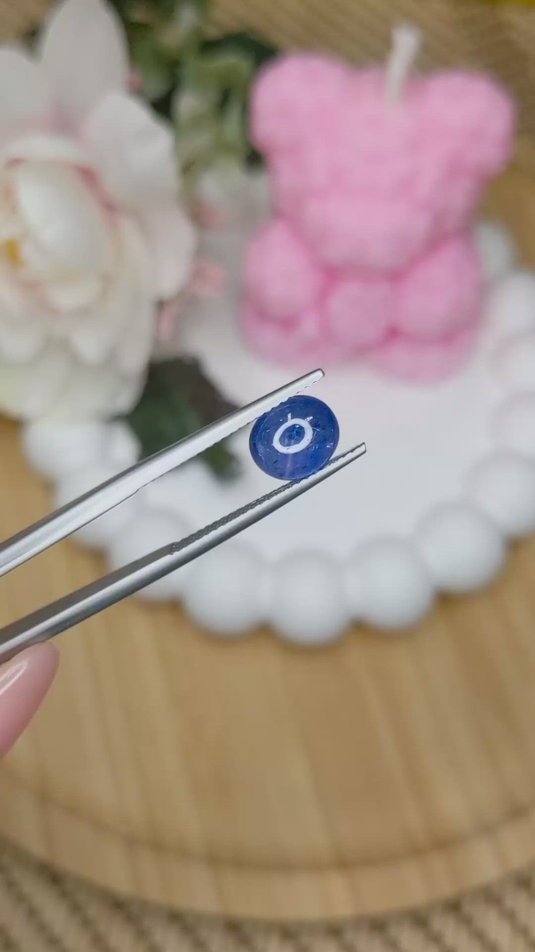 2.57 Ct. Blue Cabochon Sapphire from Ceylon (Sri Lanka) Size Video