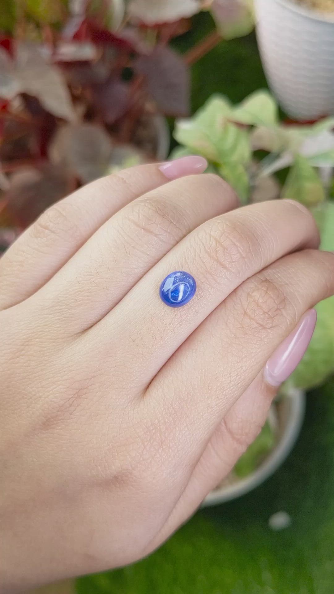 2.57 Ct. Blue Cabochon Sapphire from Ceylon (Sri Lanka) Size Video