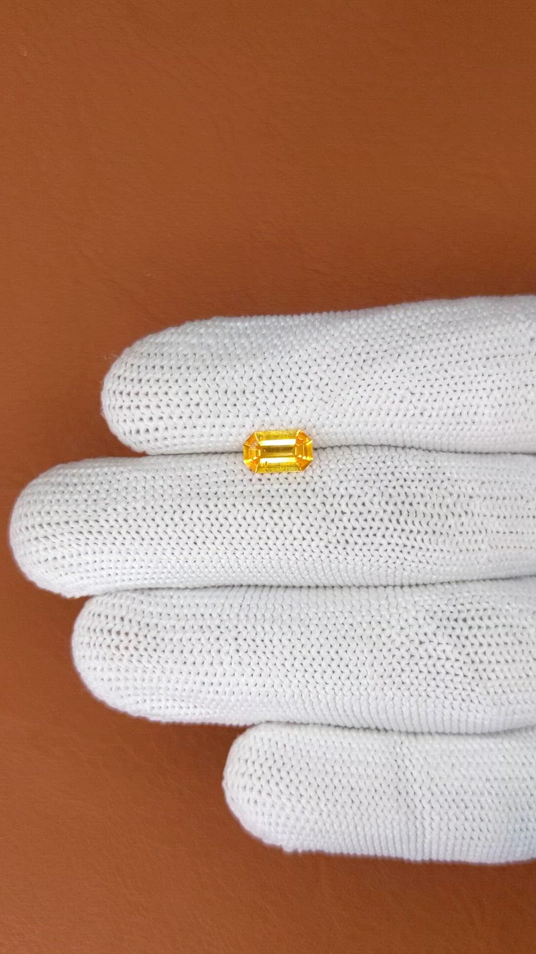 0.99 Ct. Orangish Yellow Sapphire from Ceylon (Sri Lanka) Size Video
