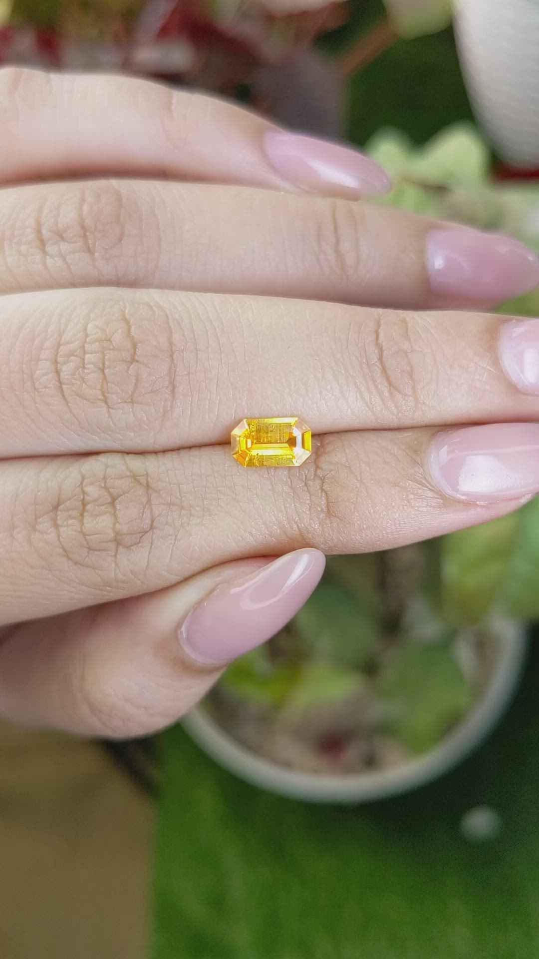 0.99 Ct. Orangish Yellow Sapphire from Ceylon (Sri Lanka) Size Video