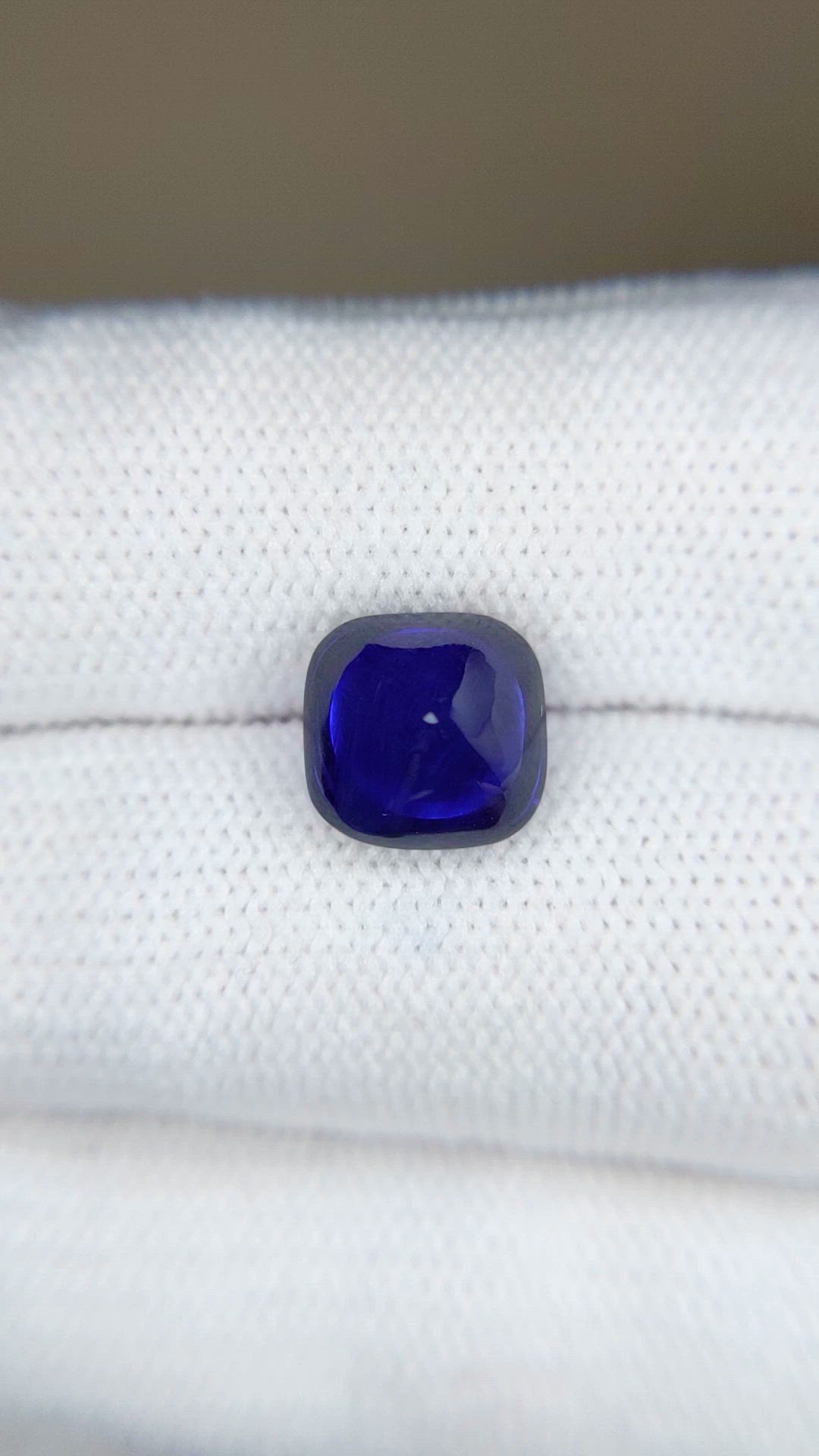 4.65 Ct. Blue Cabochon Sapphire from Ceylon (Sri Lanka) Size Video