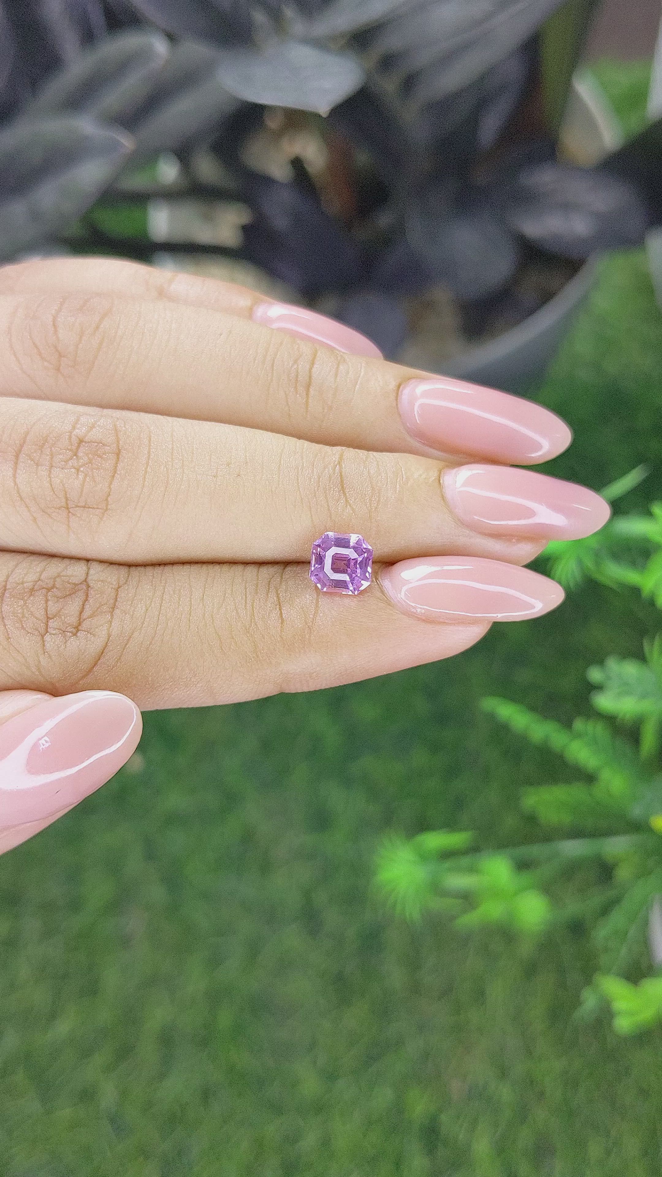 1.58 Ct. Purplish Pink Sapphire from Ceylon (Sri Lanka) Size Video