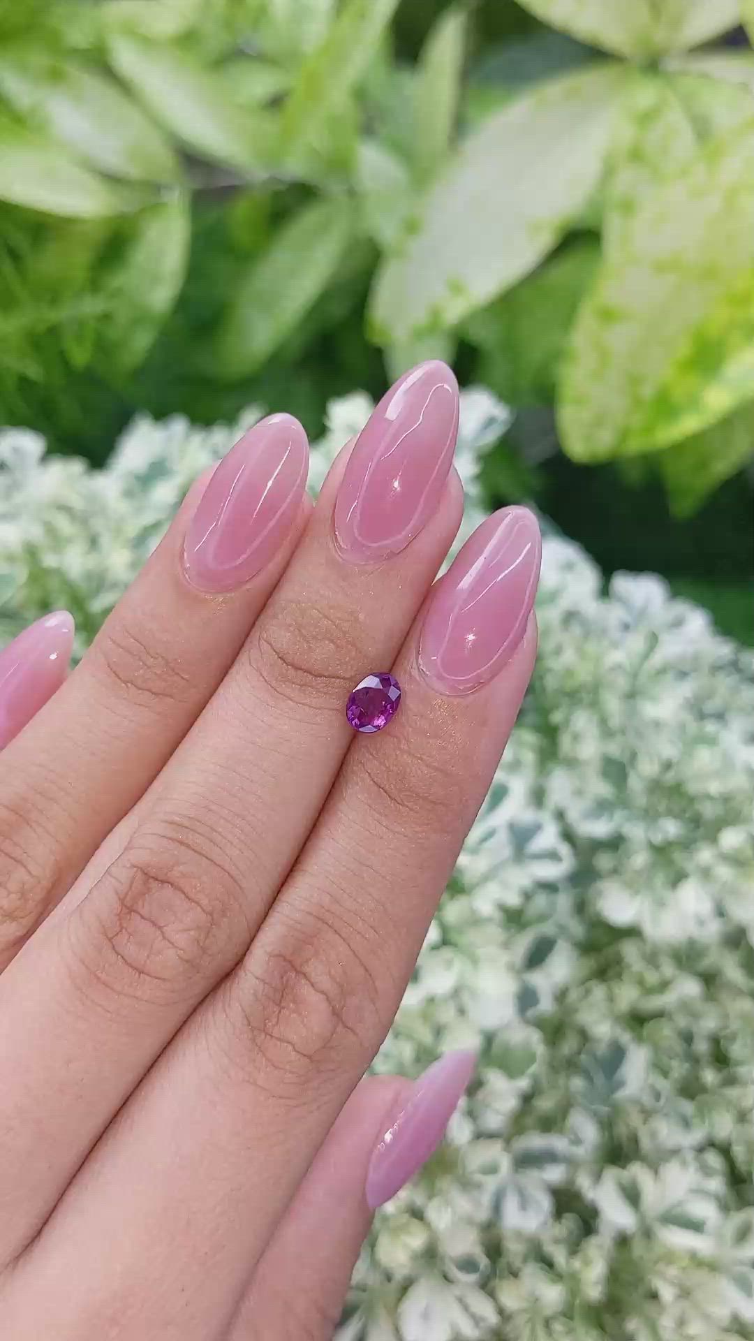 1.01 Ct. Pinkish Purple Sapphire from Madagascar Size Video