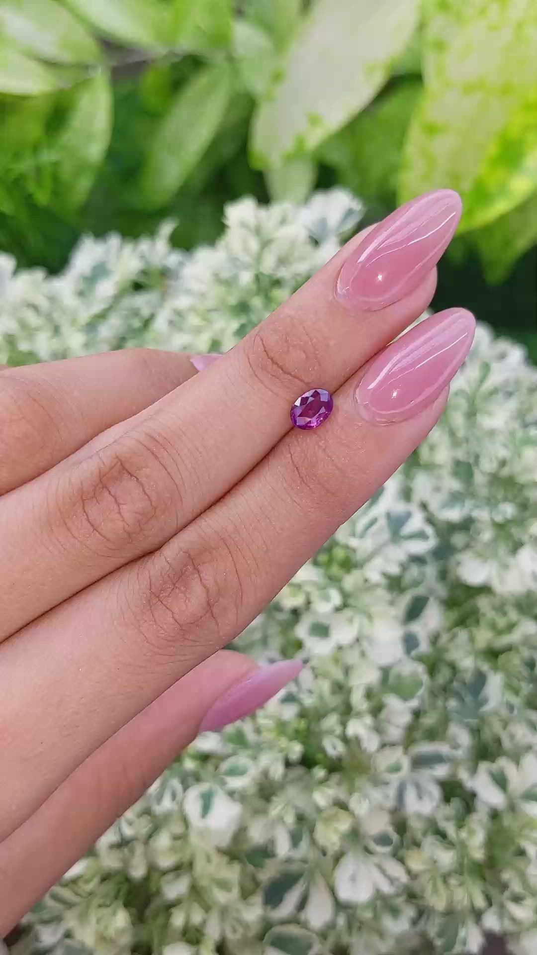 1.01 Ct. Pinkish Purple Sapphire from Madagascar Size Video