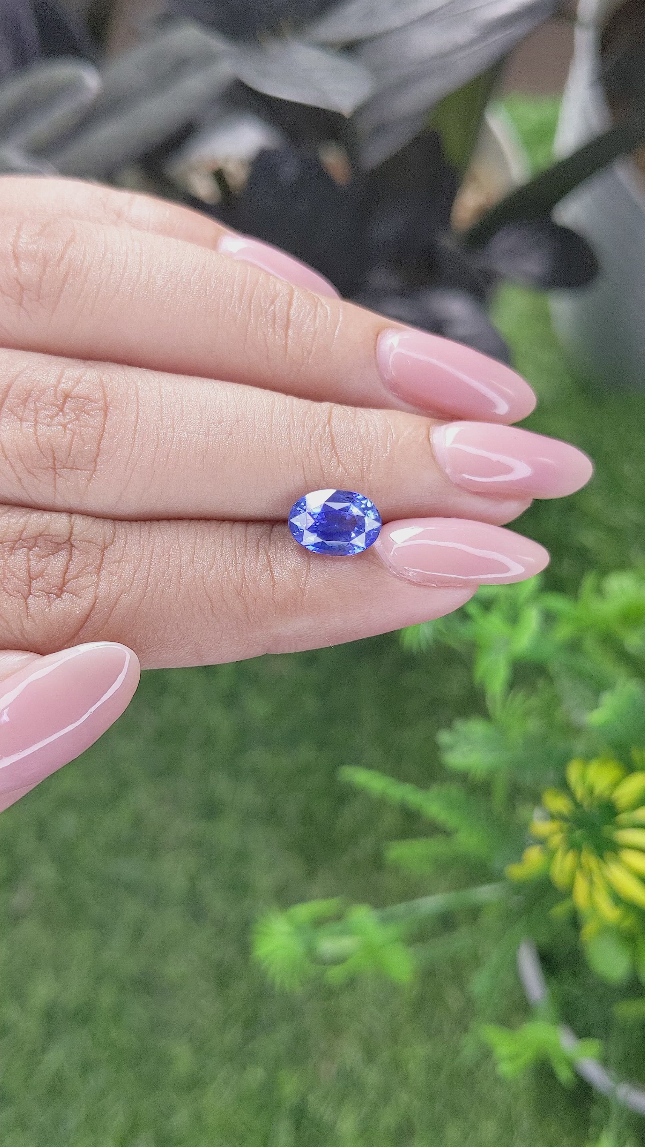 2.50 Ct. Blue Sapphire from Ceylon (Sri Lanka) Size Video