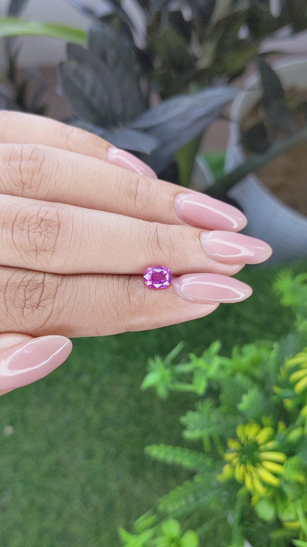 1.06 Ct. Pinkish Purple Sapphire from Ceylon (Sri Lanka) Size Video