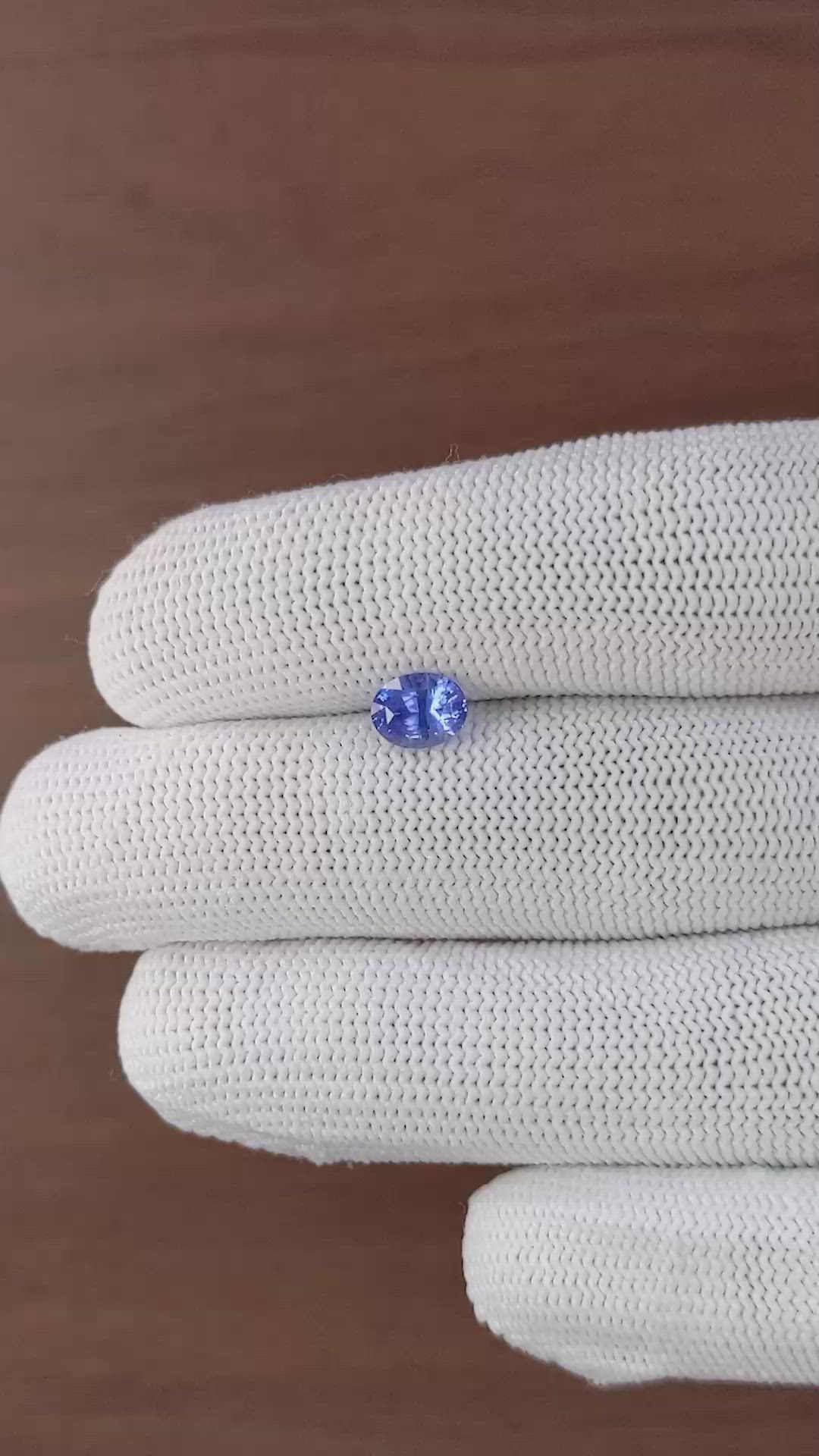 1.33 Ct. Purplish Blue Sapphire from Ceylon (Sri Lanka) Size Video