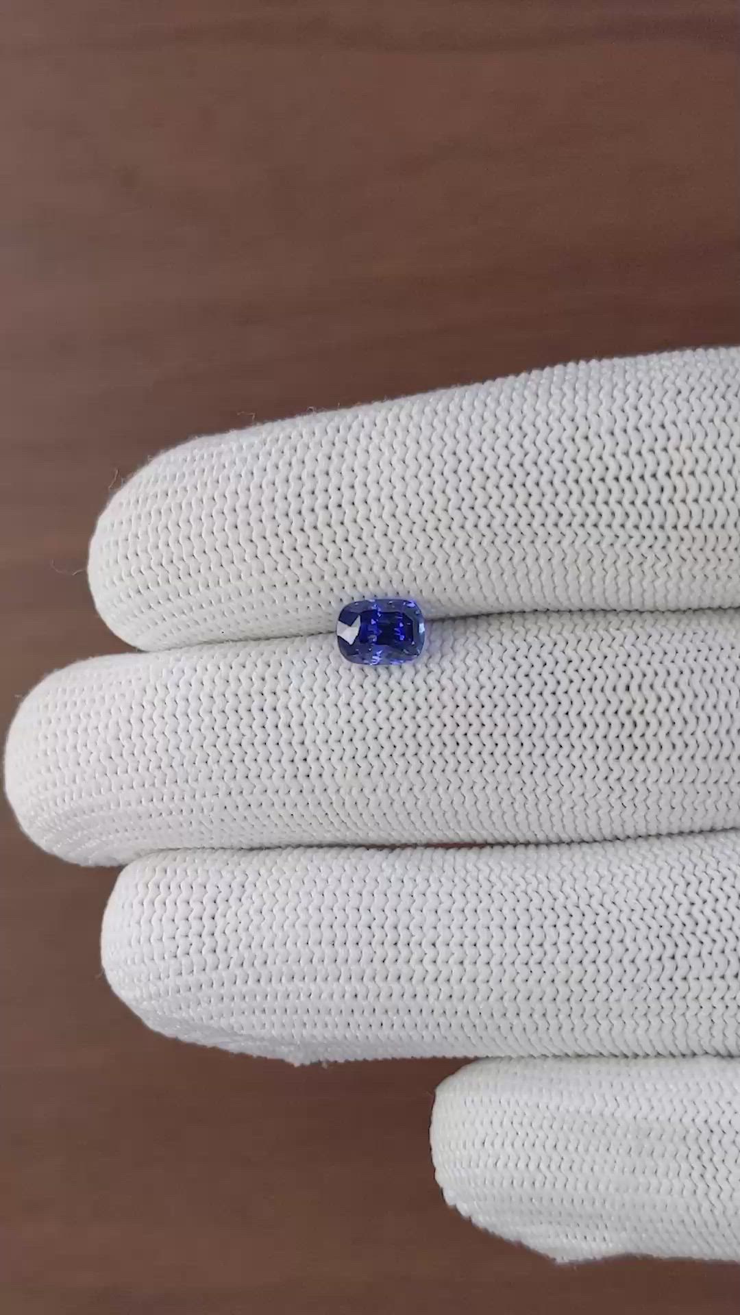 1.55 Ct. Purplish Blue Sapphire from Ceylon (Sri Lanka) Size Video
