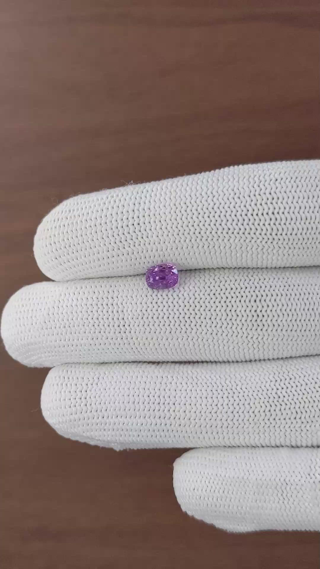 1.13 Ct. Pinkish Purple Sapphire from Ceylon (Sri Lanka) Size Video