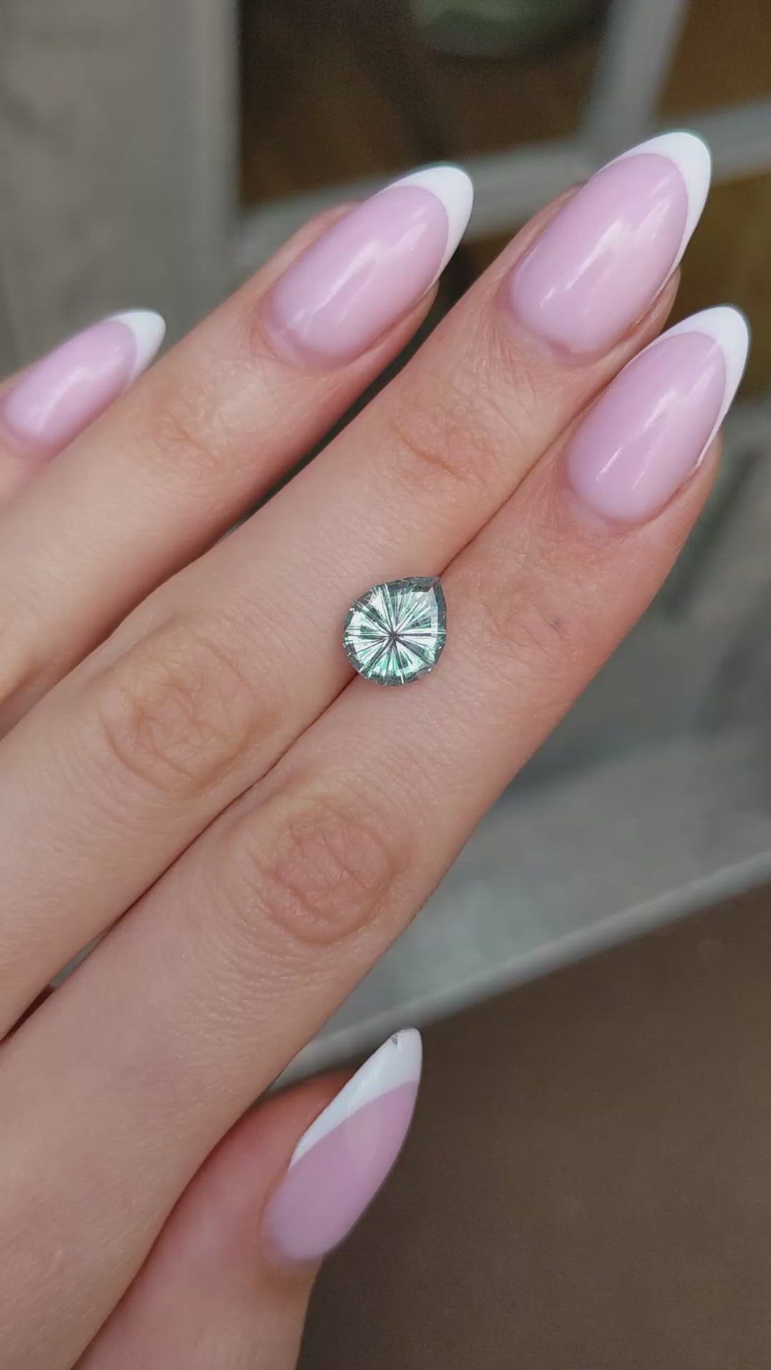2.44 Ct. Bluish Green Sapphire from Montana Size Video
