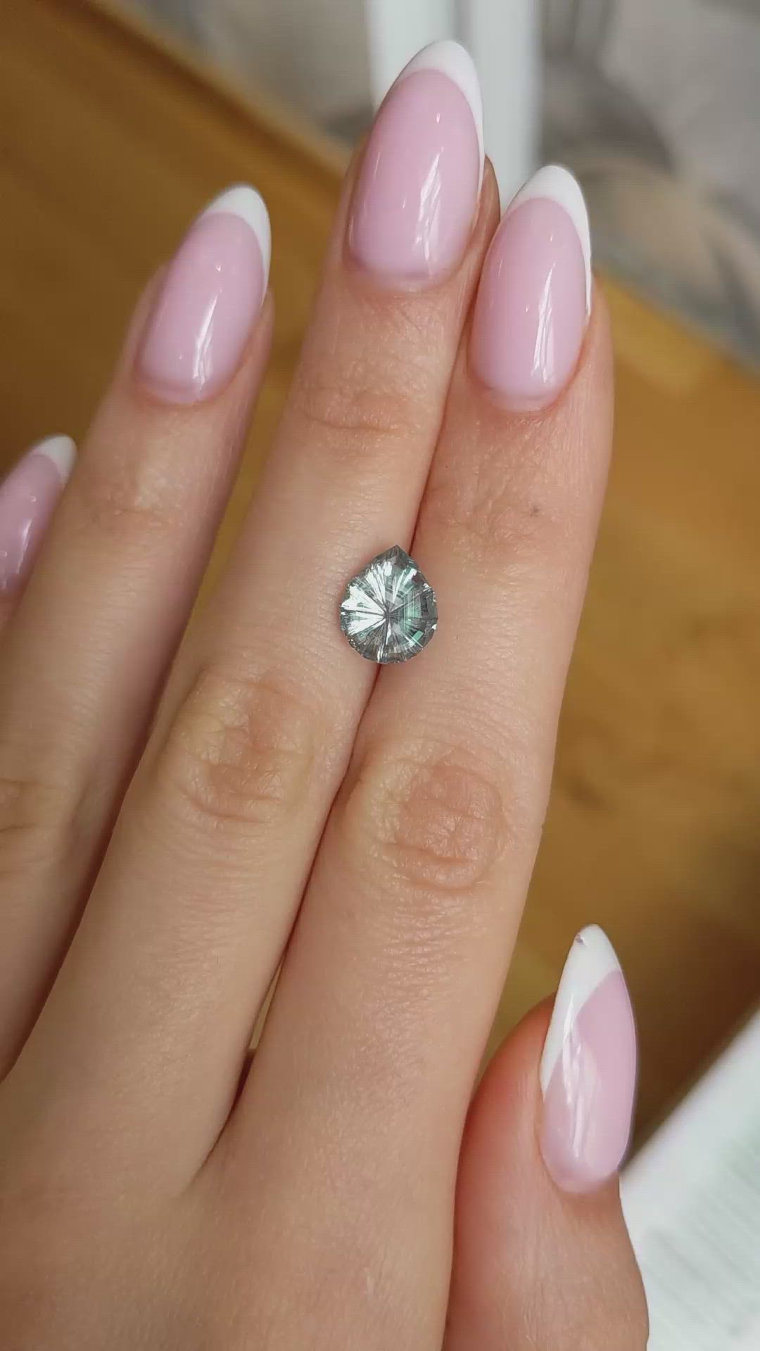 2.44 Ct. Bluish Green Sapphire from Montana Size Video