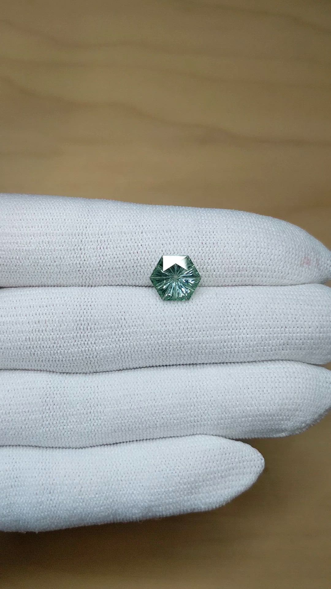 2.56 Ct. Bluish Green Sapphire from Montana Size Video