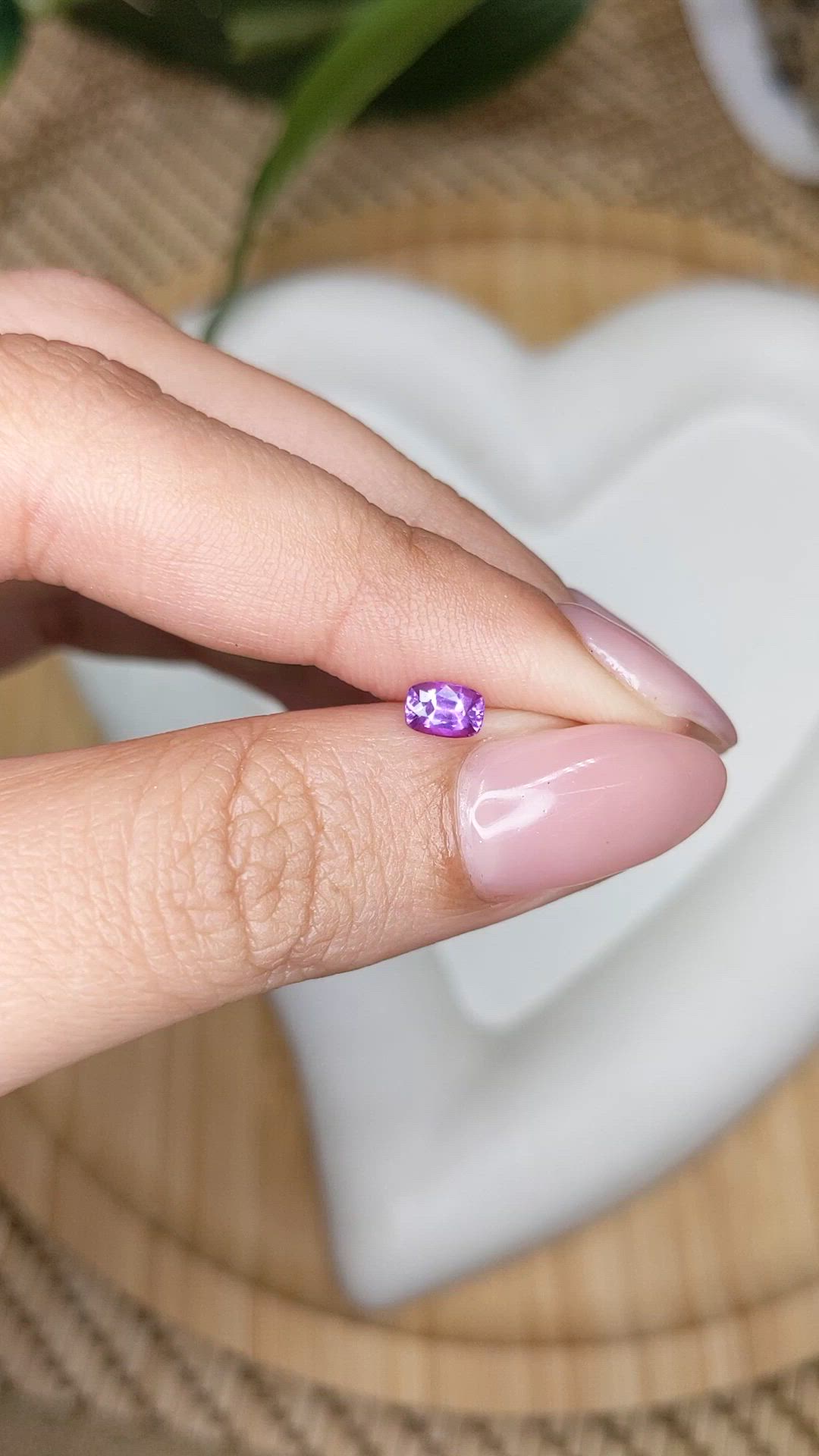 0.45 Ct. Pinkish Purple Sapphire from Ceylon (Sri Lanka) Size Video