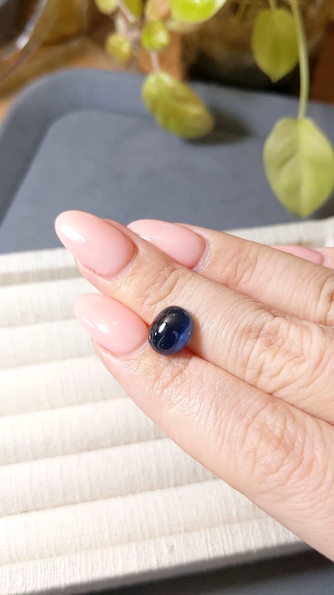 4.82 Ct. Blue Cabochon Sapphire from Ceylon (Sri Lanka) Size Video