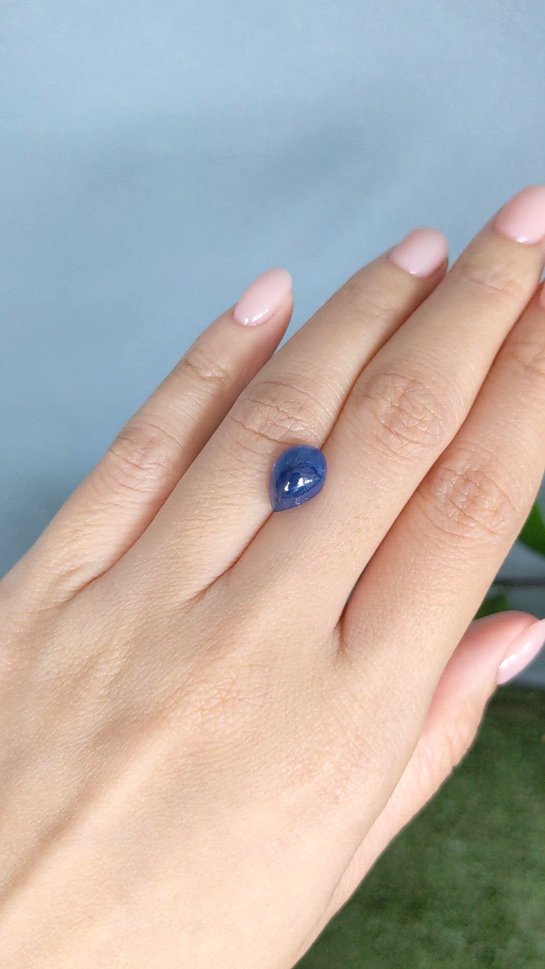 5.08 Ct. Blue Cabochon Sapphire from Ceylon (Sri Lanka) Size Video