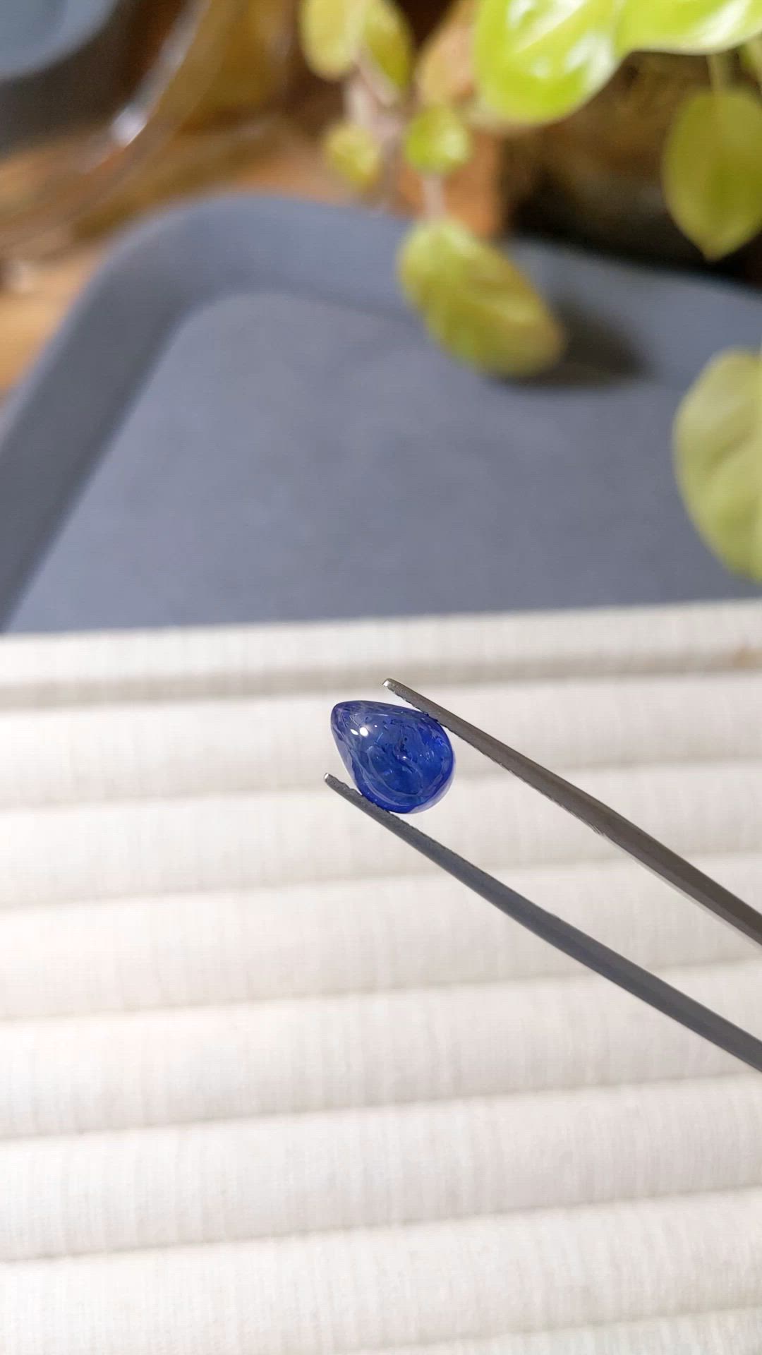 4.39 Ct. Blue Cabochon Sapphire from Ceylon (Sri Lanka) Size Video