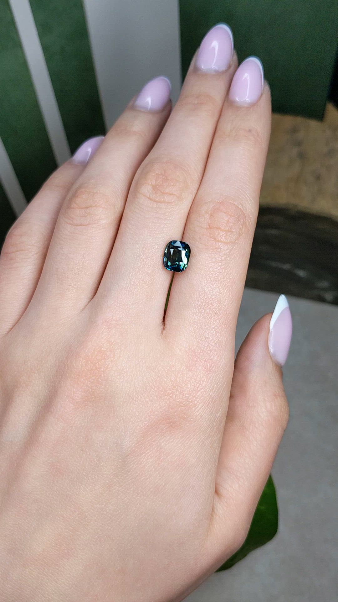 3.15 Ct. Bluish Green Sapphire from Madagascar Size Video
