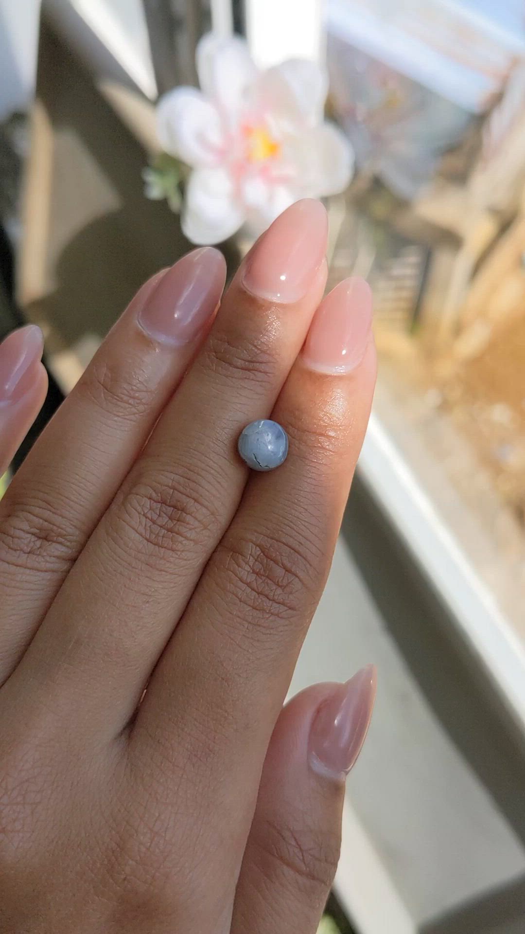 3.66 Ct. Greyish Blue Star Sapphire from Ceylon (Sri Lanka) Size Video