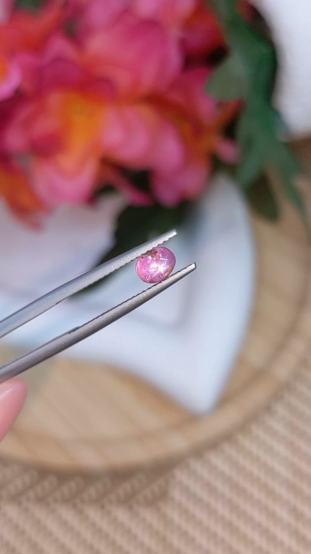 0.96 Ct. Pinkish Purple Star Sapphire from Ceylon (Sri Lanka) Size Video