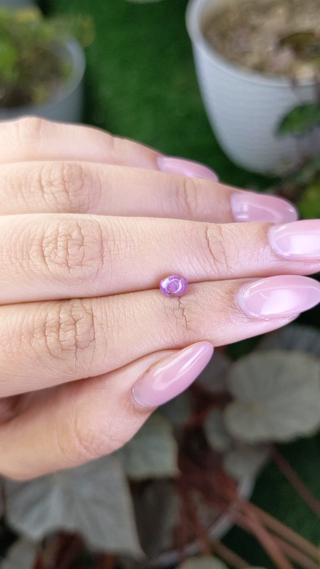 0.96 Ct. Pinkish Purple Star Sapphire from Ceylon (Sri Lanka) Size Video