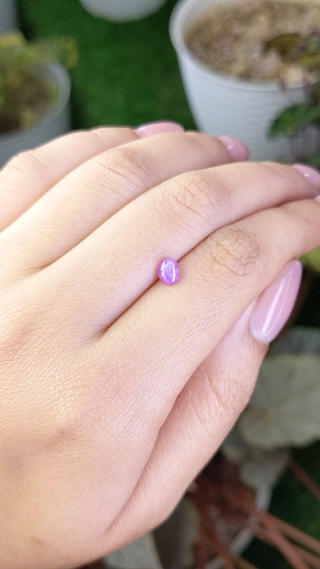 0.93 Ct. Pinkish Purple Star Sapphire from Ceylon (Sri Lanka) Size Video