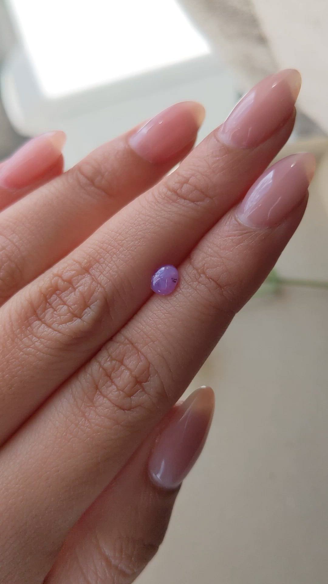 0.93 Ct. Pinkish Purple Star Sapphire from Ceylon (Sri Lanka) Size Video