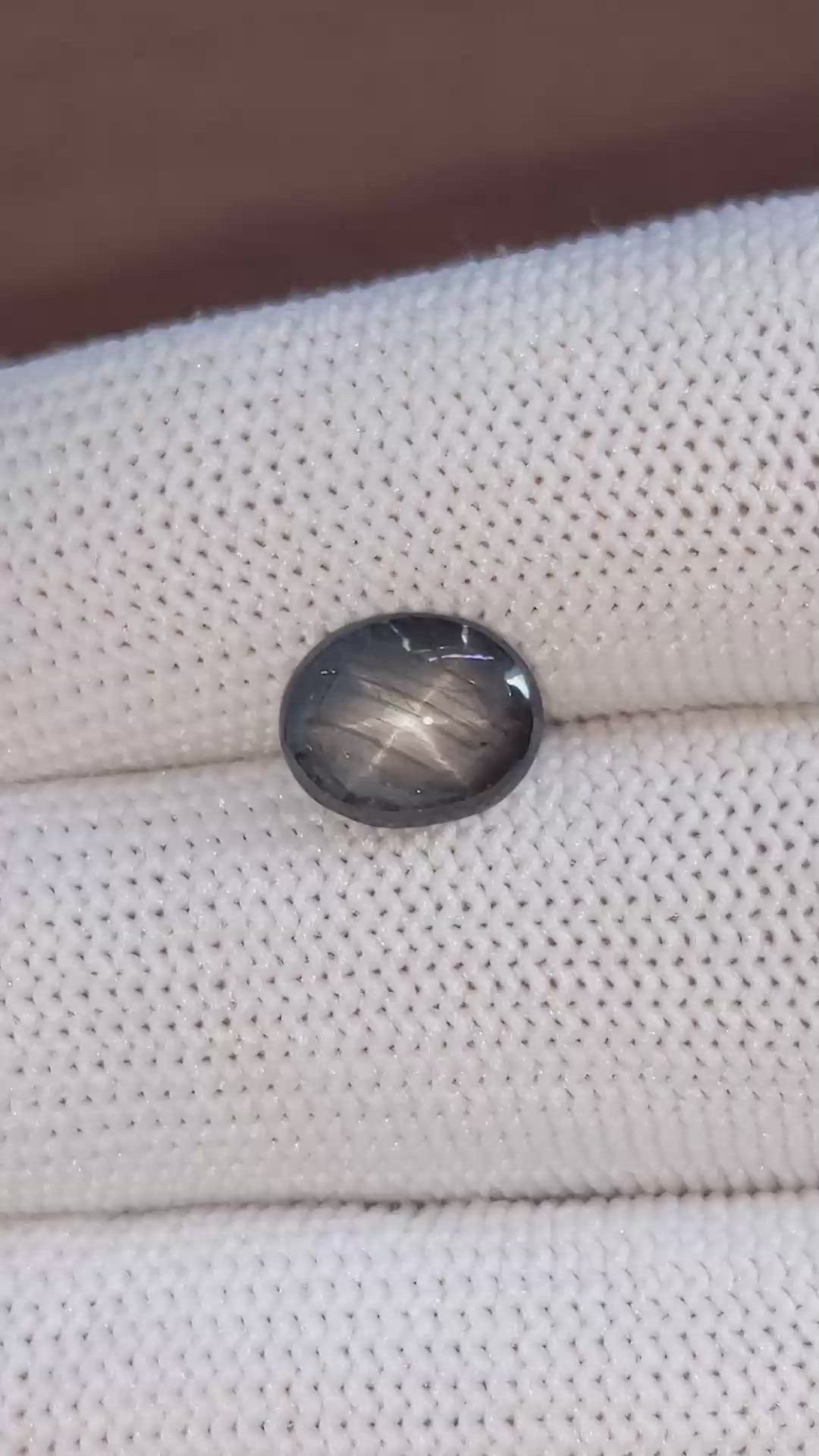 2.82 Ct. Black Star Sapphire from Ceylon (Sri Lanka) Size Video
