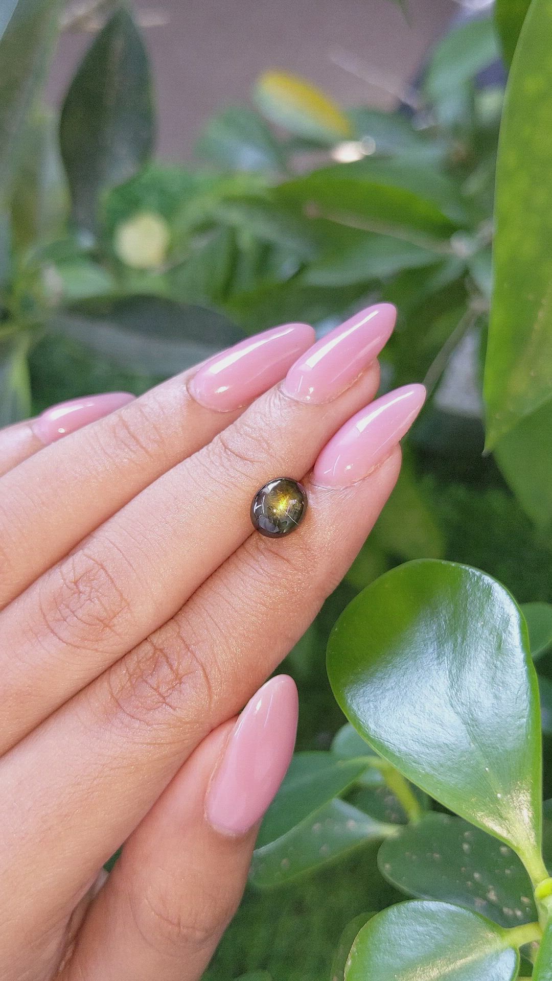 3.24 Ct. Yellowish Green Star Sapphire from Ceylon (Sri Lanka) Size Video