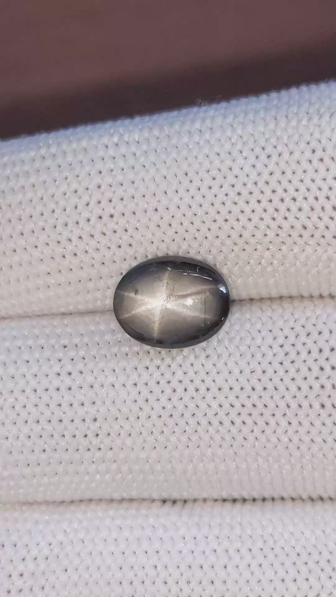 3.94 Ct. Black Star Sapphire from Ceylon (Sri Lanka) Size Video