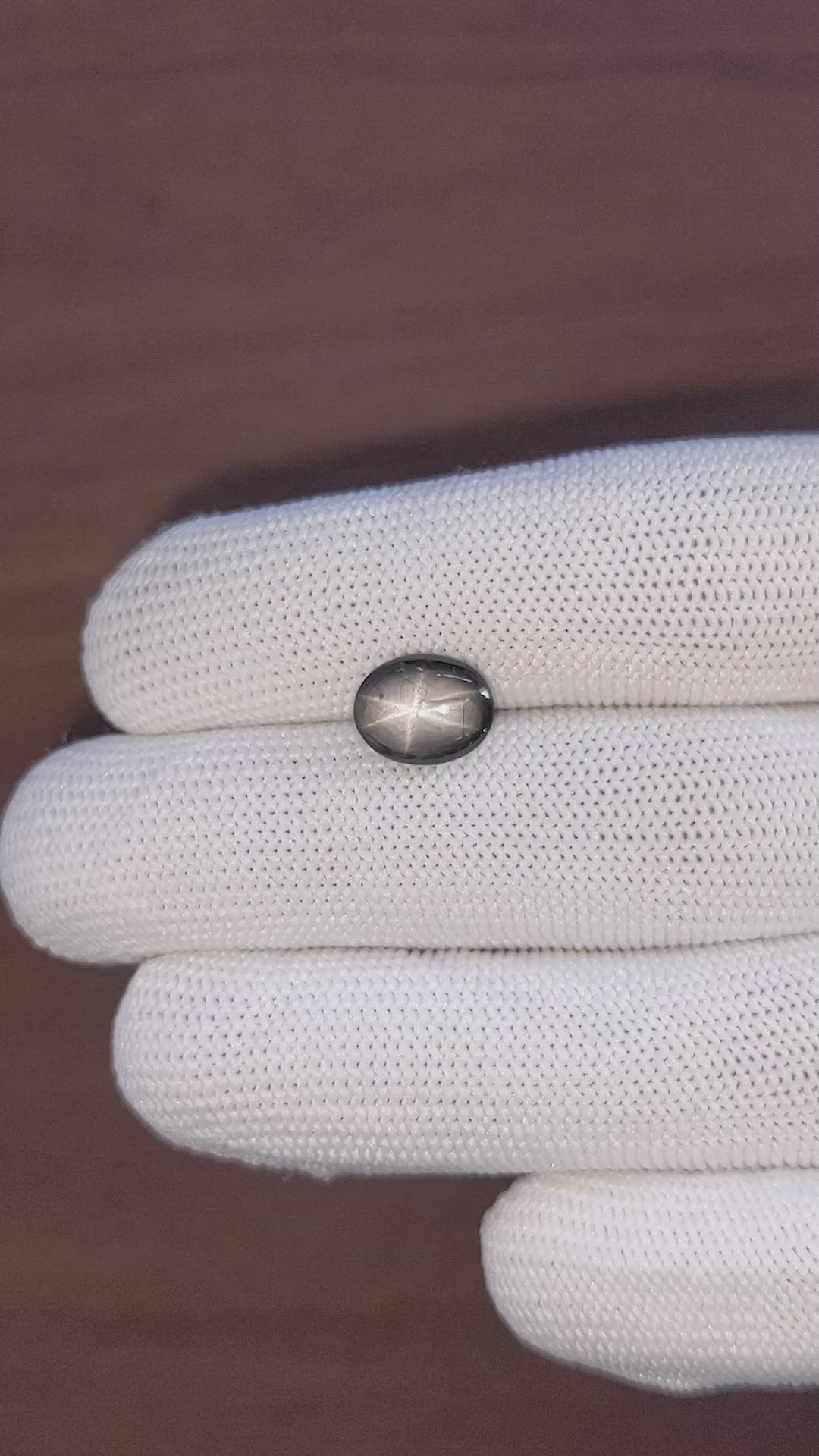3.94 Ct. Black Star Sapphire from Ceylon (Sri Lanka) Size Video