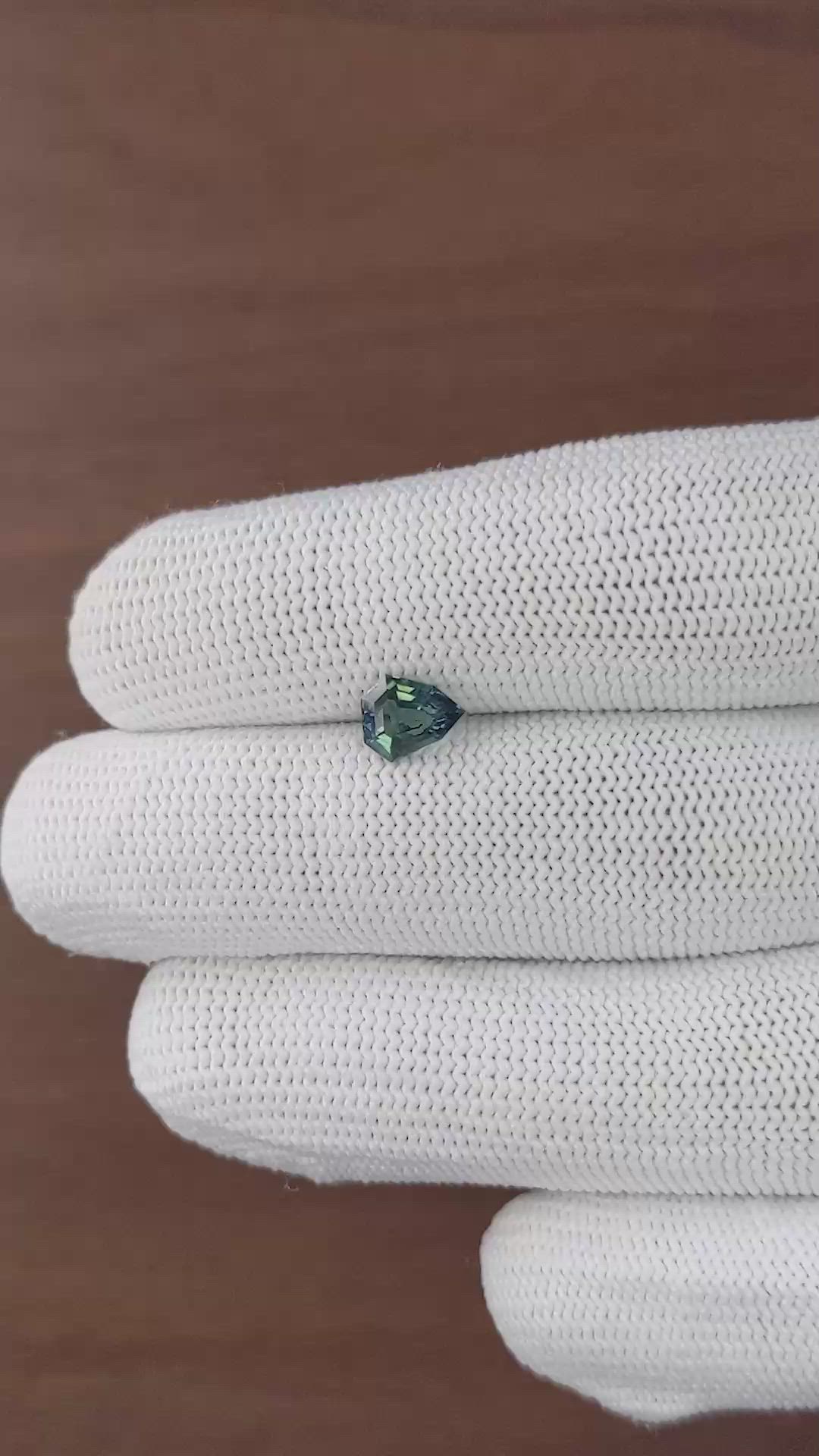 1.17 Ct. Bluish Green Sapphire from Madagascar Size Video