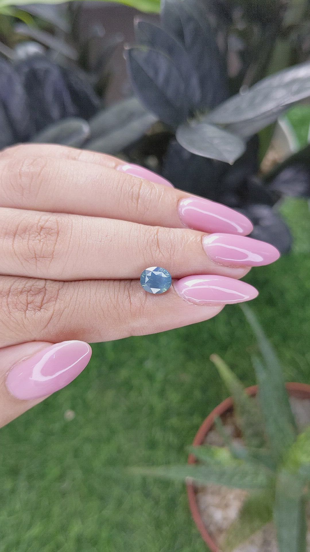 1.61 Ct. Bluish Green Sapphire from Madagascar Size Video