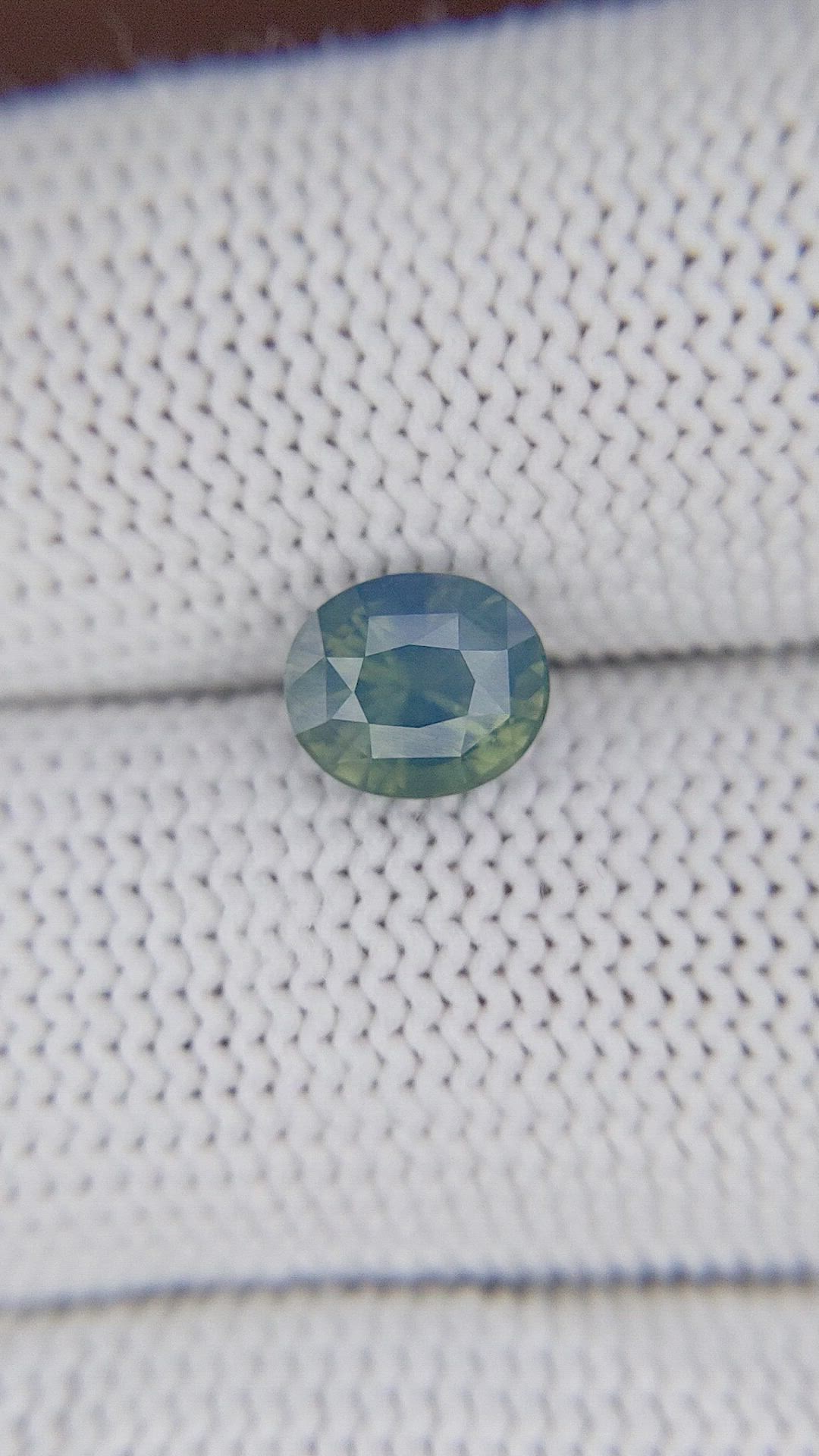 1.61 Ct. Bluish Green Sapphire from Madagascar Size Video