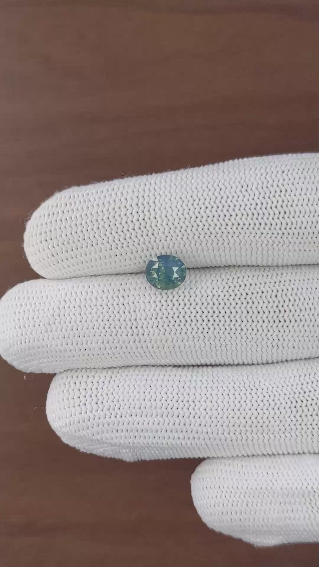1.61 Ct. Bluish Green Sapphire from Madagascar Size Video