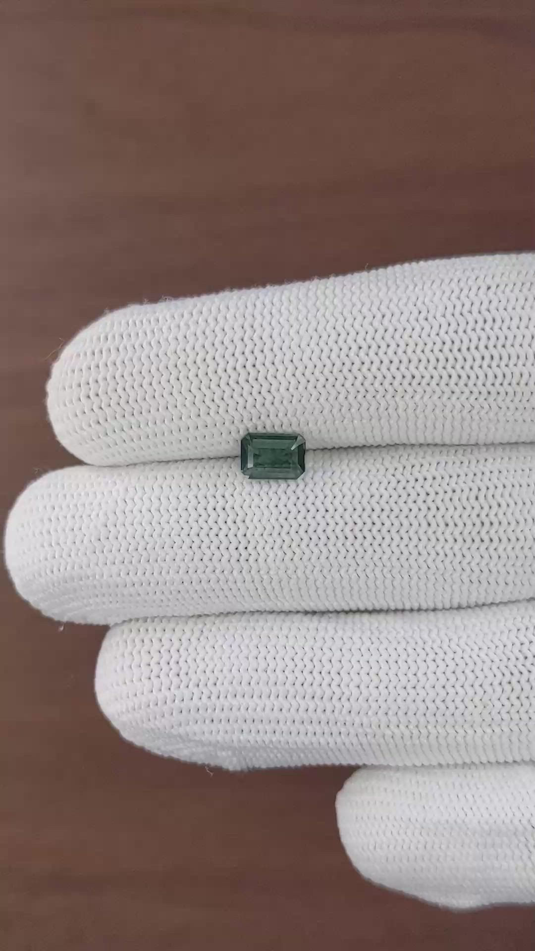 1.04 Ct. Bluish Green Sapphire from Madagascar Size Video