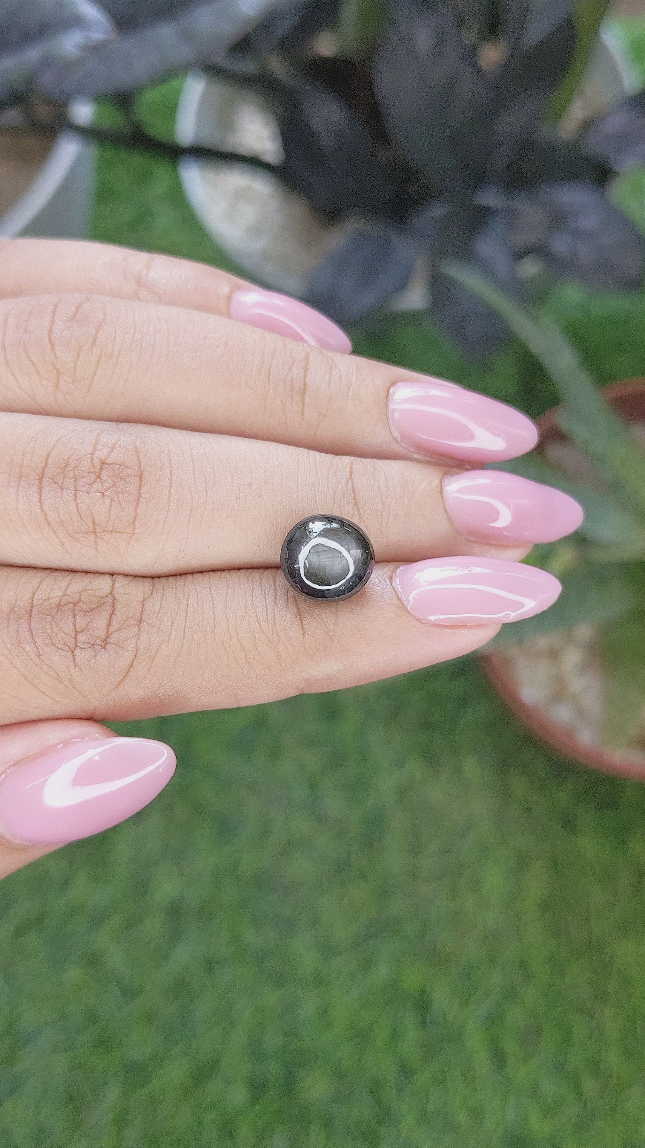 6.33 Ct. Black Star Sapphire from Ceylon (Sri Lanka) Size Video
