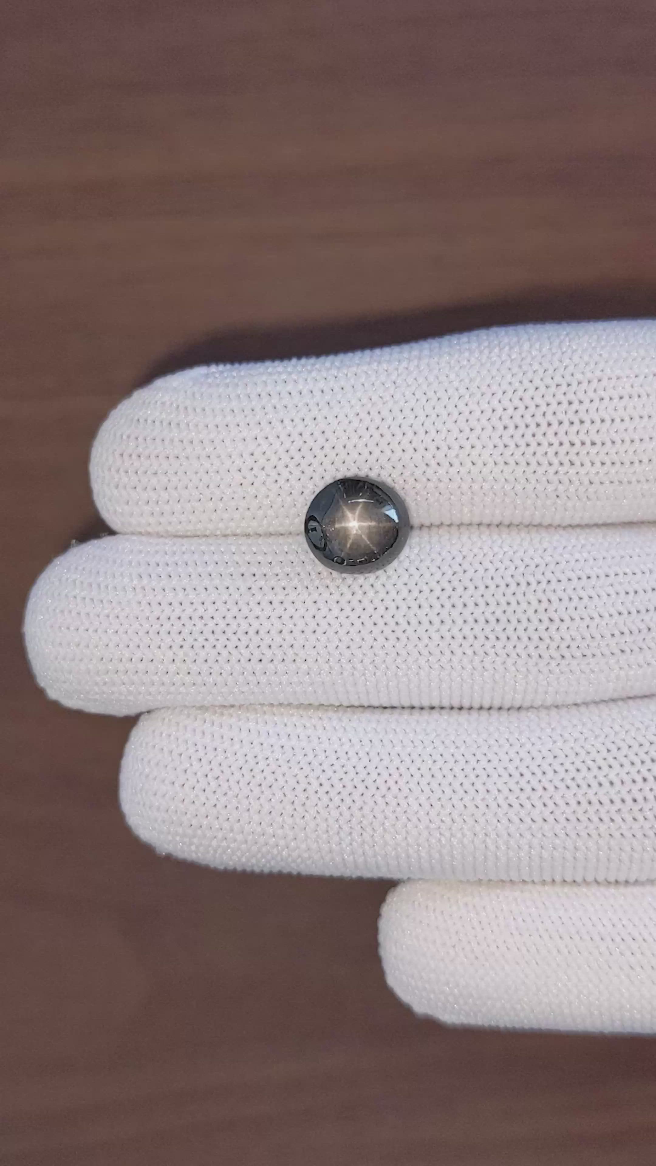 6.33 Ct. Black Star Sapphire from Ceylon (Sri Lanka) Size Video