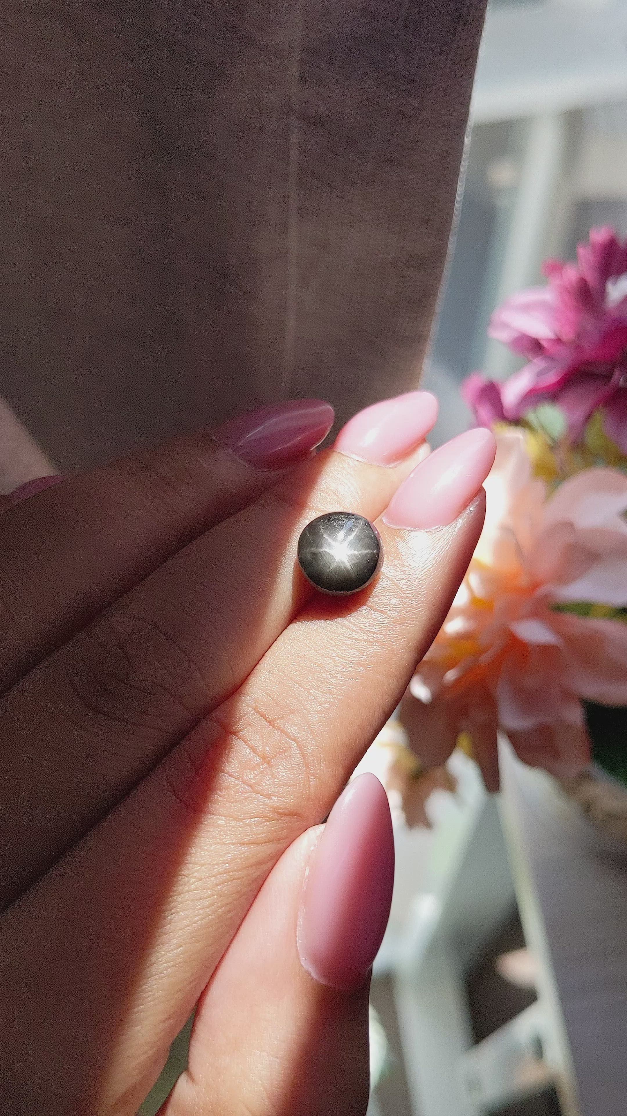6.33 Ct. Black Star Sapphire from Ceylon (Sri Lanka) Size Video