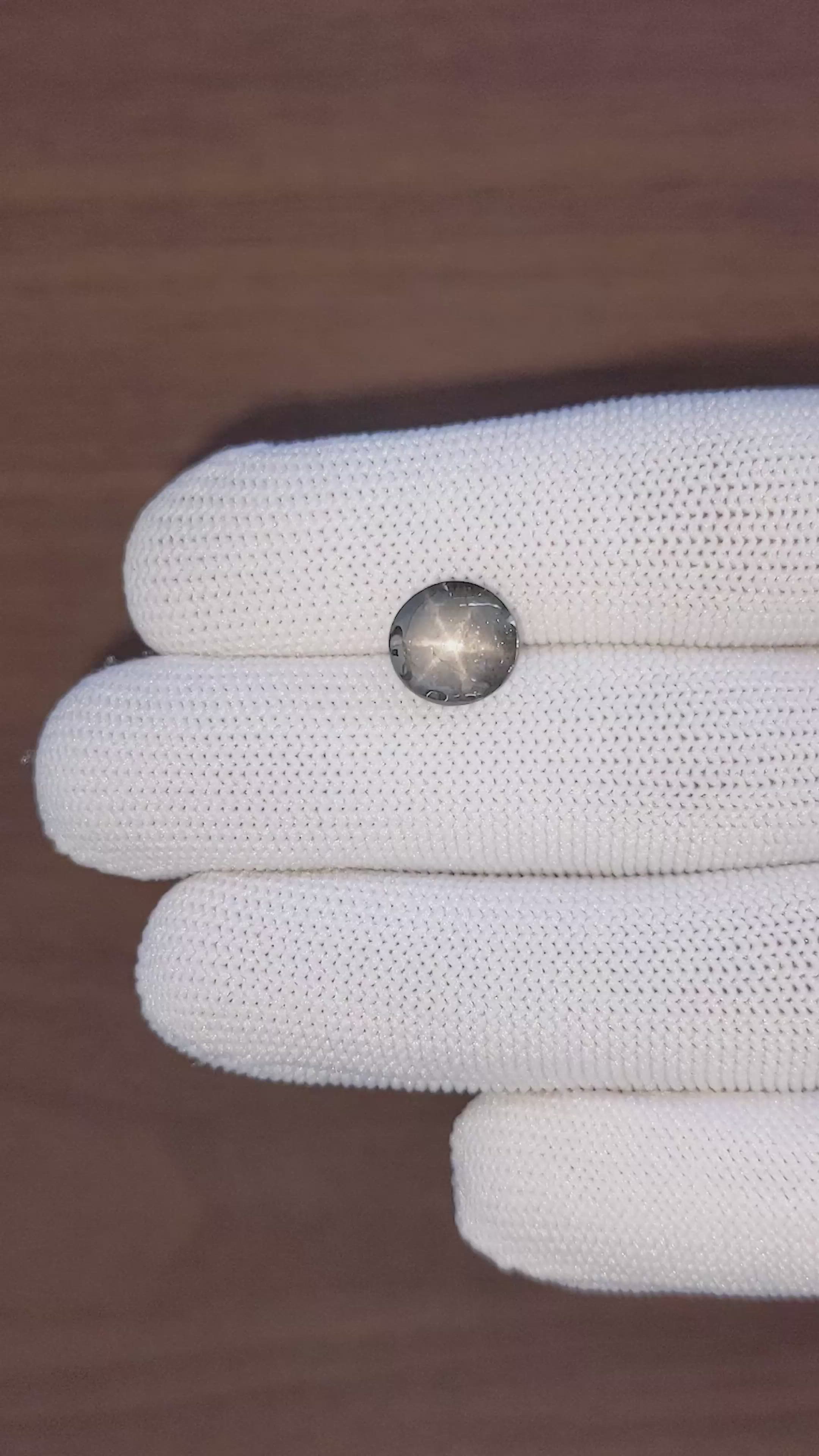 6.12 Ct. Black Star Sapphire from Ceylon (Sri Lanka) Size Video