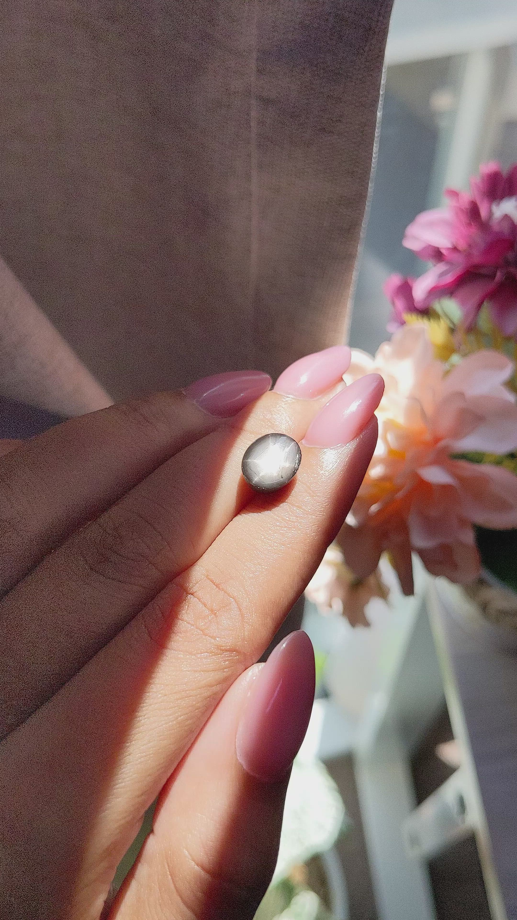 5.21 Ct. Black Star Sapphire from Ceylon (Sri Lanka) Size Video