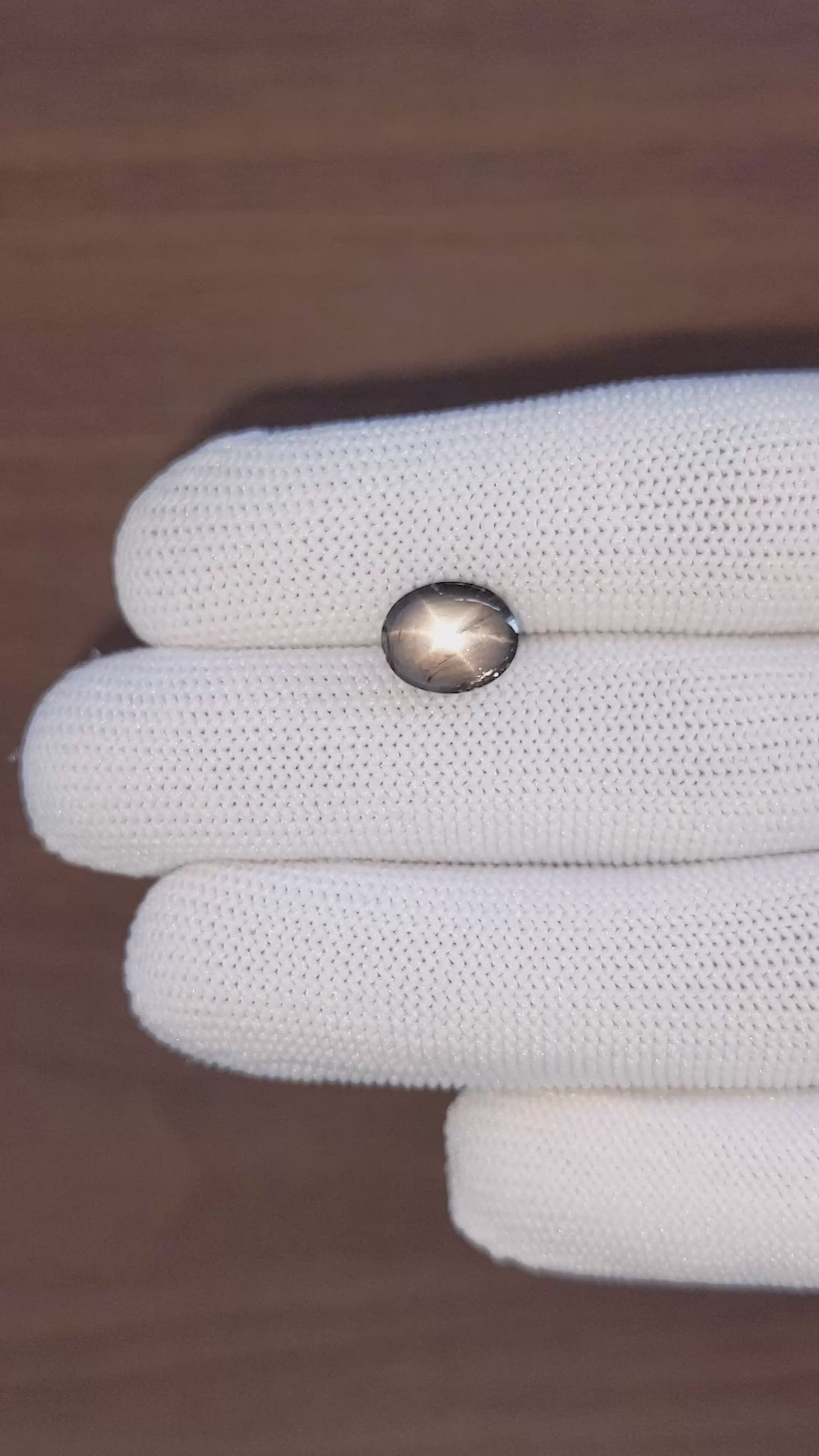 5.21 Ct. Black Star Sapphire from Ceylon (Sri Lanka) Size Video