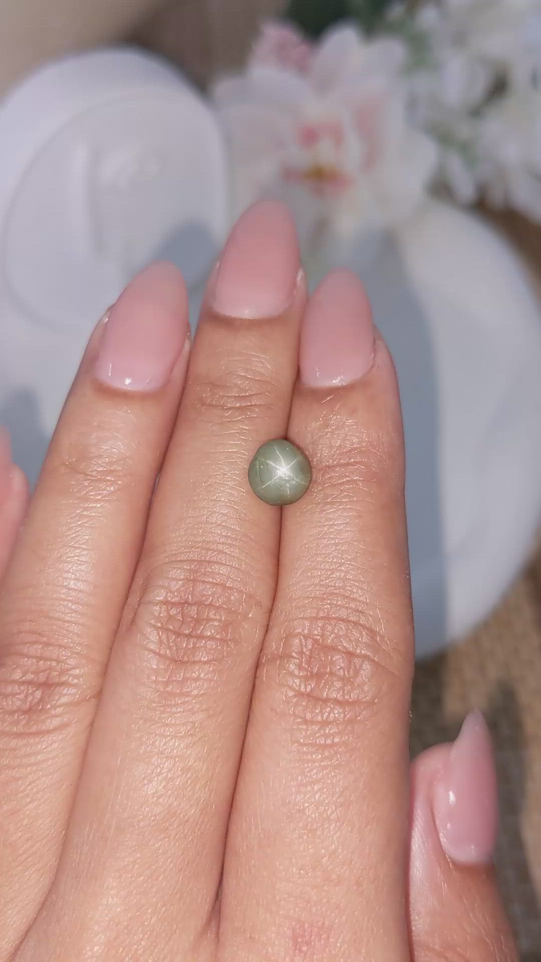 2.86 Ct. Green Star Sapphire from Ceylon (Sri Lanka) Size Video