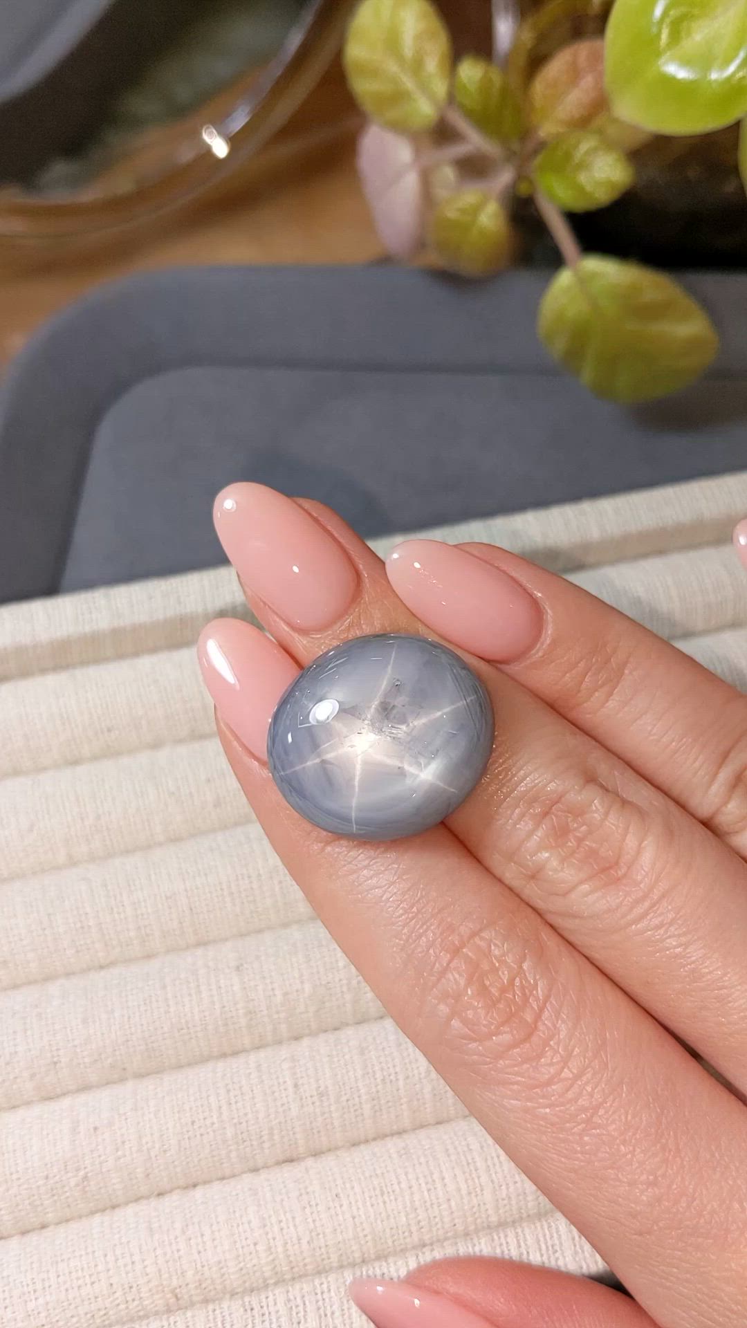 57.63 Ct. Bluish Grey Star Sapphire from Ceylon (Sri Lanka) Size Video