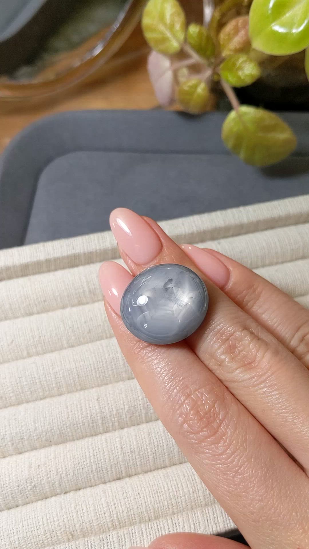 57.63 Ct. Bluish Grey Star Sapphire from Ceylon (Sri Lanka) Size Video