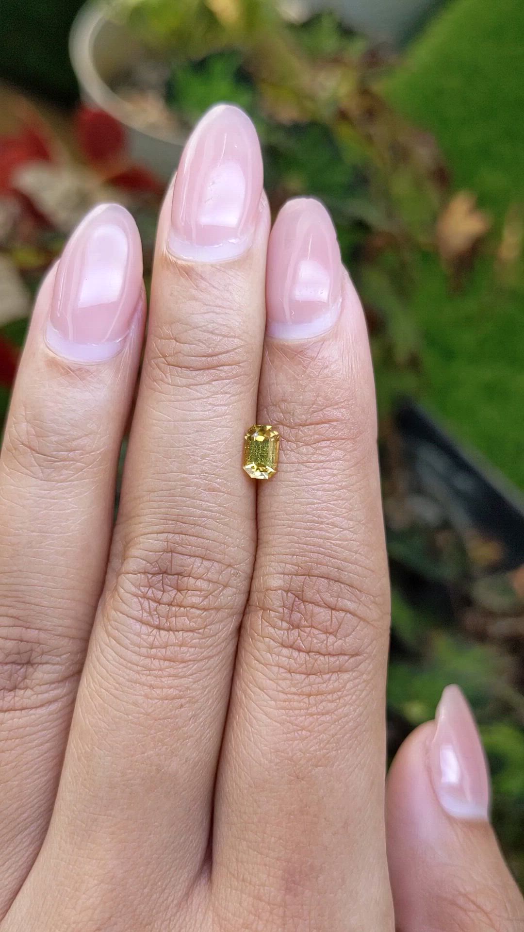 0.60 Ct. Greenish Yellow Sapphire from Ceylon (Sri Lanka) Size Video