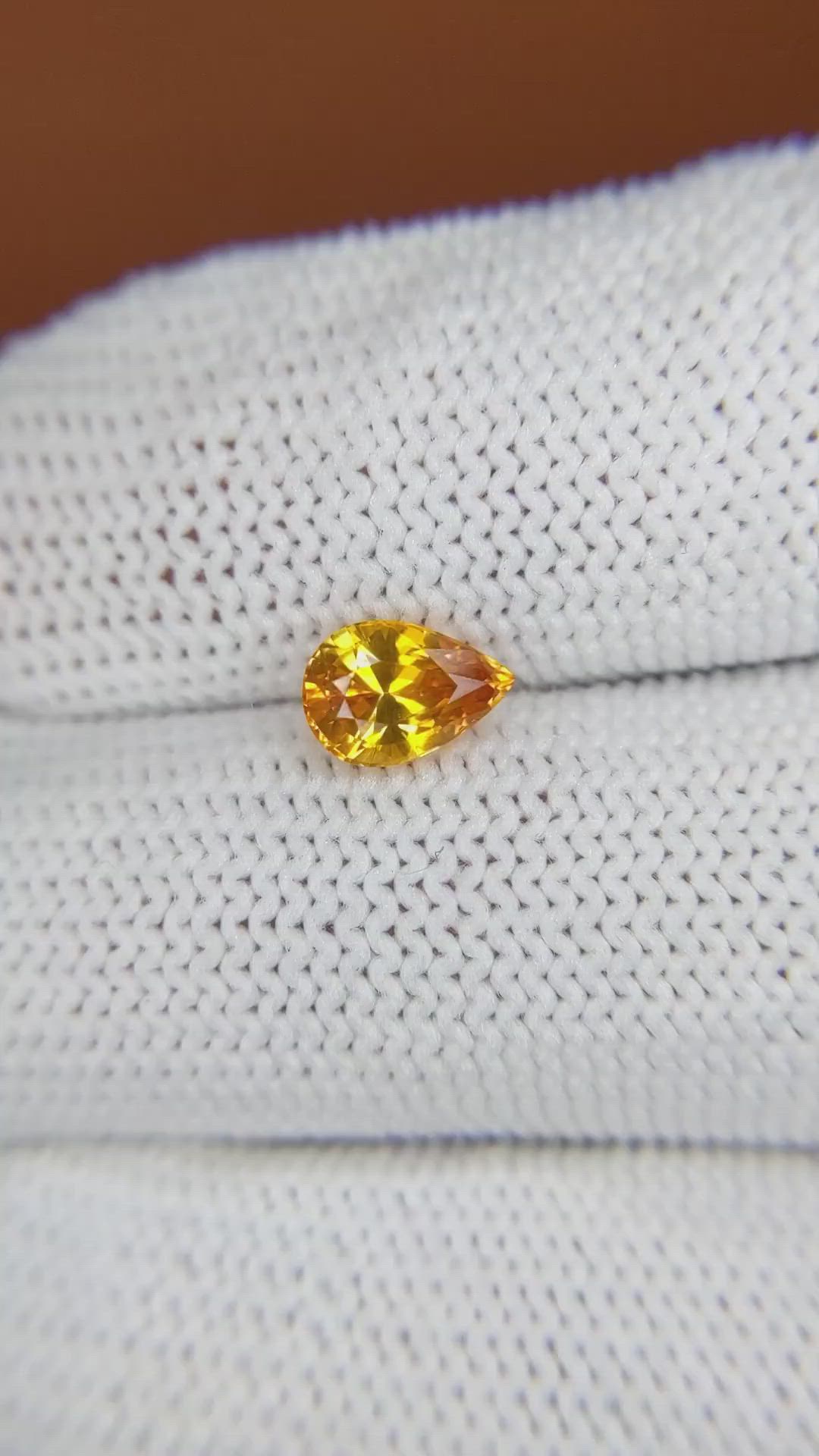 1.13 Ct. Orangish Yellow Sapphire from Ceylon (Sri Lanka) Size Video