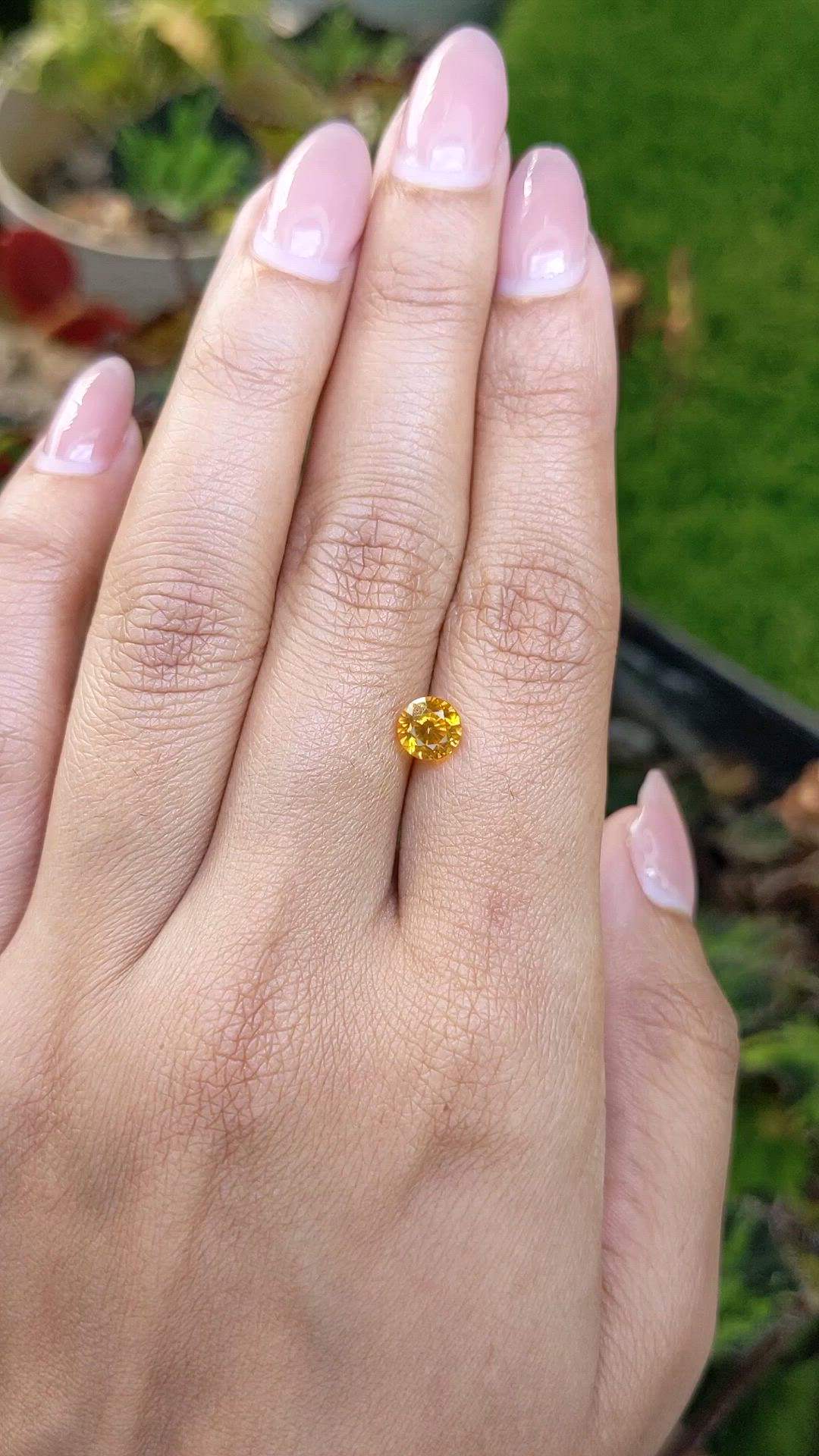 1.43 Ct. Orangish Yellow Sapphire from Ceylon (Sri Lanka) Size Video
